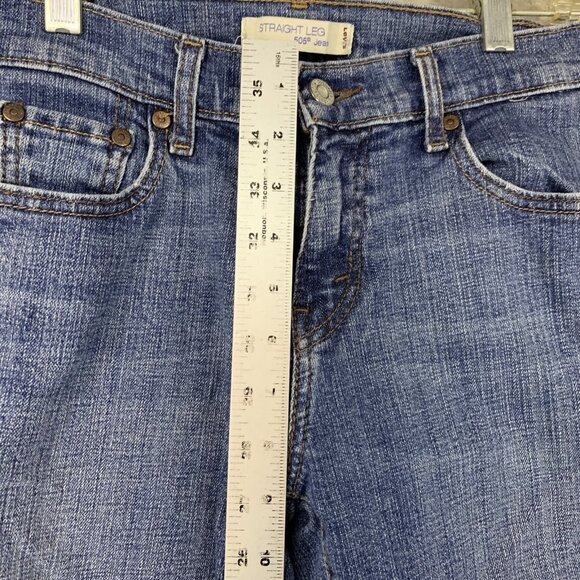 Levis 505 Womens 4 Short Denim Jeans Blue 505 Straight Leg Medium Wash Stretch - Picture 8 of 16